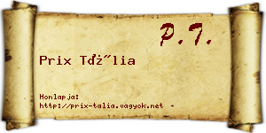 Prix Tália névjegykártya